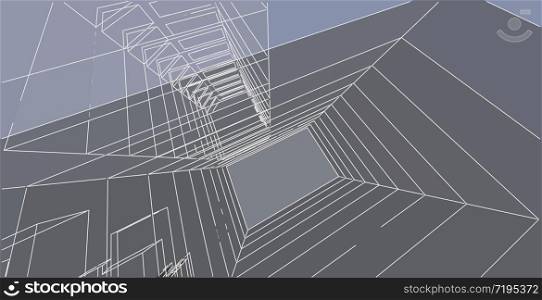 Modern architecture wireframe. Concept of urban wireframe. Wireframe building 3D illustration of architecture