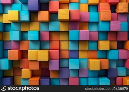 Modern background from colorful square cubes, generative ai.