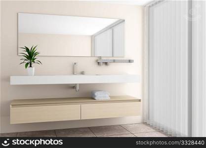 modern bathroom with beige wall