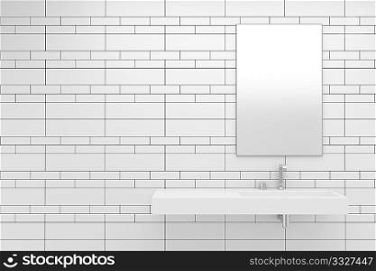 modern bathroom with white tiles on wall