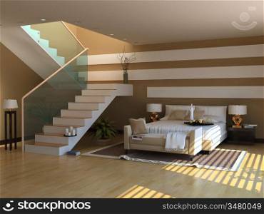 modern bedroom interior (3D rendeing)