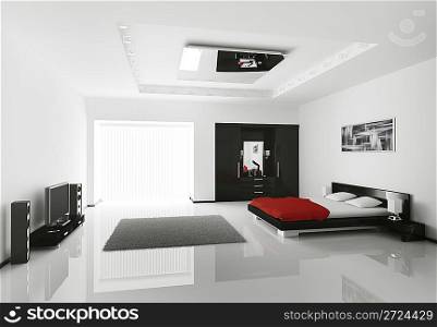 Modern bedroom interior 3d render