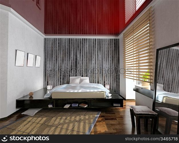 modern bedroom interior (3D rendering)