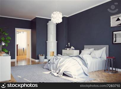 modern bedroom interior. 3d rendering design
