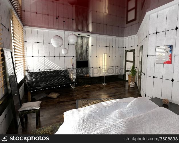 modern bedroom interior design (computer - generated image)