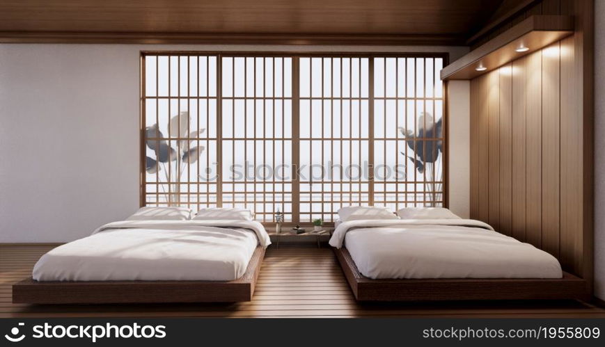 Modern bedroom - japanese style.3D rendering