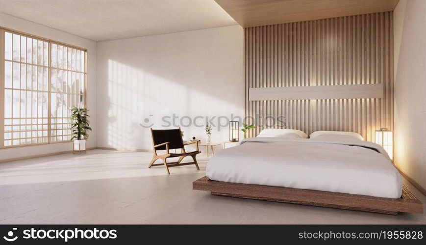 Modern bedroom - japanese style.3D rendering