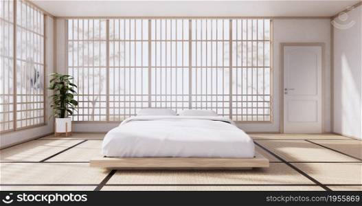 Modern bedroom - japanese style.3D rendering