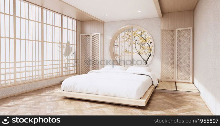 Modern bedroom - japanese style.3D rendering