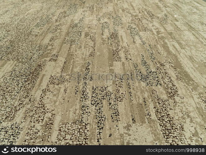 Modern beige carpet fabric flooring pattern surface texture in office. Close-up of interior material for design decoration background