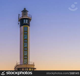 Modern Belgian architecture in the harbor of Blankenberge, Belgium, The lighthouse at the docks