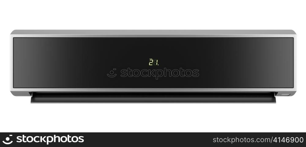 modern black air conditioner isolated on white background