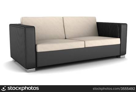 modern black and beige couch isolated on white background