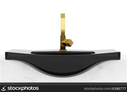 modern black bathroom sink isolated on white background