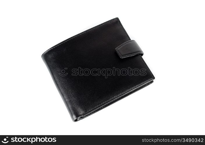 Modern black male wallet isolated on white background