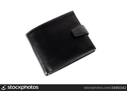 Modern black male wallet isolated on white background