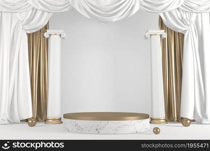 Modern black podium on white background. 3D rendering