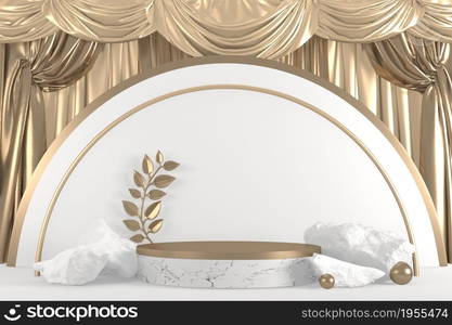 Modern black podium on white background. 3D rendering