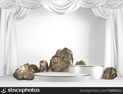 Modern black podium on white background. 3D rendering