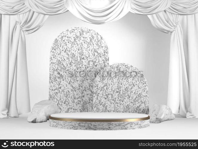 Modern black podium on white background. 3D rendering