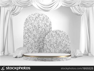 Modern black podium on white background. 3D rendering