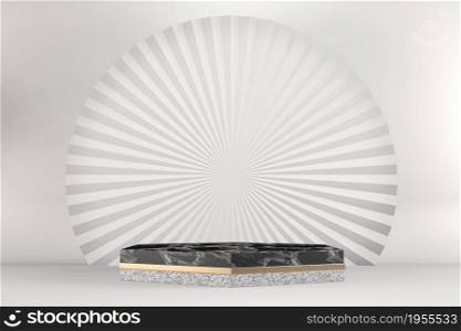 Modern black podium on white background. 3D rendering