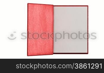 Modern Book flipping blank pages, red leather cover with alpha channel