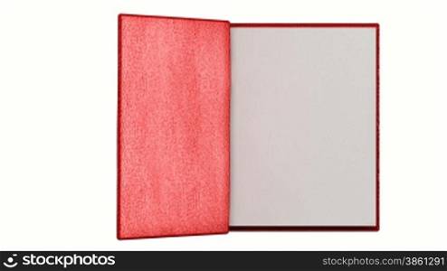 Modern Book flipping blank pages, red leather cover with alpha channel