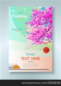 Modern brochure magazine layout template, Flyer cover business layout, Poster design, Leaflet advertising watercolor painting background, Annual report for presentation, Vector abstract illustration.