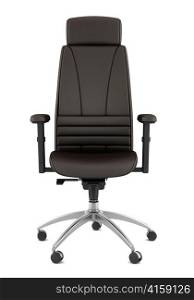 modern brown leather office chair isolated on white background