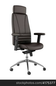 modern brown leather office chair isolated on white background