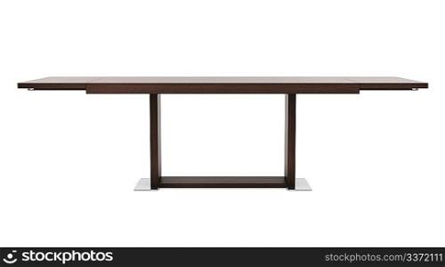 modern brown wooden table isolated on white background
