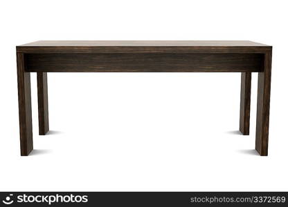 modern brown wooden table isolated on white background