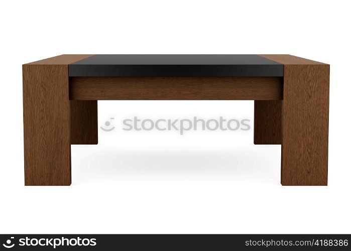 modern brown wooden table isolated on white background