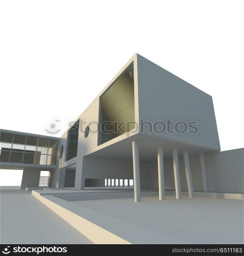 Modern building project. Modern building project. Building design and 3d model my own. Modern building project