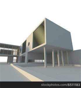 Modern building project. Modern building project. Building design and 3d model my own. Modern building project