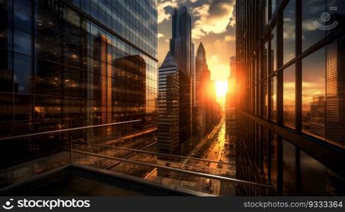 Modern buildings glass skyscrapers Generative AI