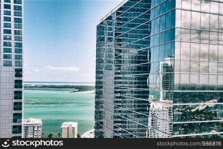 Modern buildings of Downtown Miami with beautiful sky.