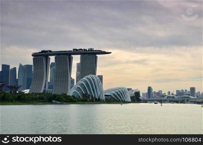 Modern buildings of Singapore skyline landscape in business district