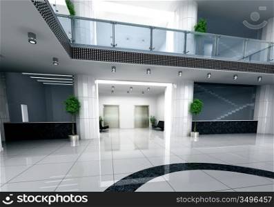 modern business hall design interior (3D rendering)