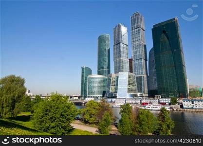 Modern business skyscrapers in Moscow city, Russia