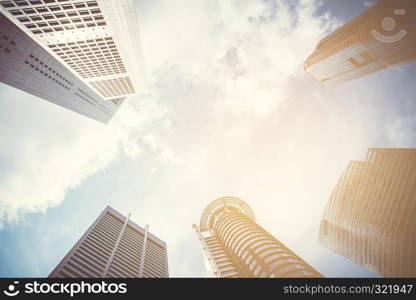 Modern business skyscrapers with high buildings, architecture to the sky, business concept.