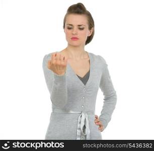 Modern business woman looking on nails