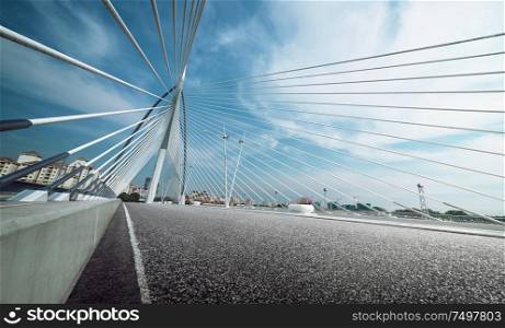 Modern cable-stayed bridge asphalt highway .