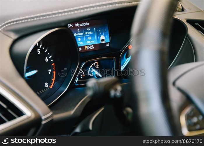 Modern Car Interior With Dashboard View