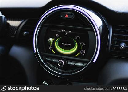 Modern car multimedia system with colorful illumination and beautiful interface