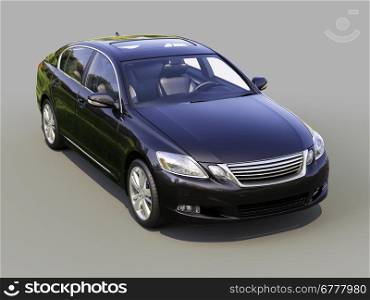 Modern car on a gray background with shadow