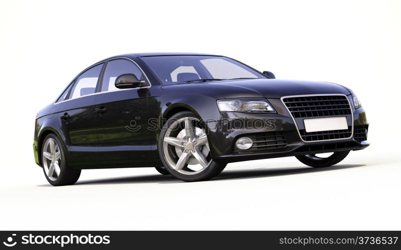 Modern car on a light background with a shadow