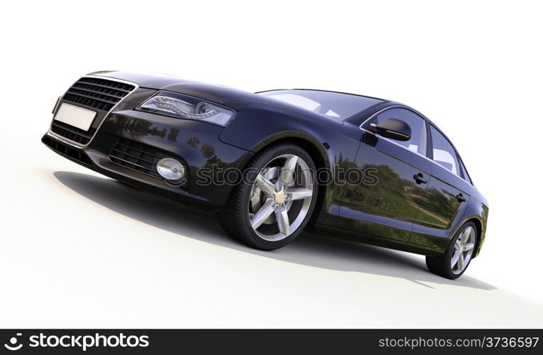 Modern car on a light background with a shadow