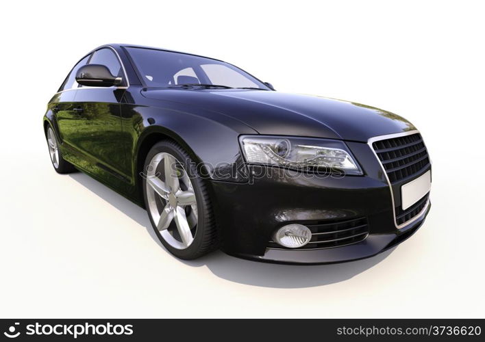 Modern car on a light background with a shadow